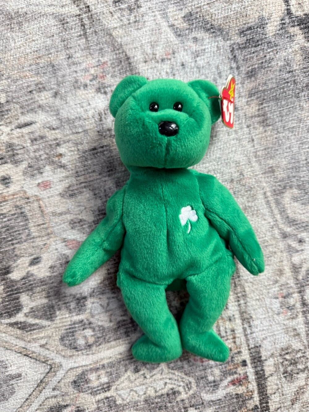 1997 TY Beanie Baby Erin Lucky Shamrock Green Bear Rare with Tag Errors